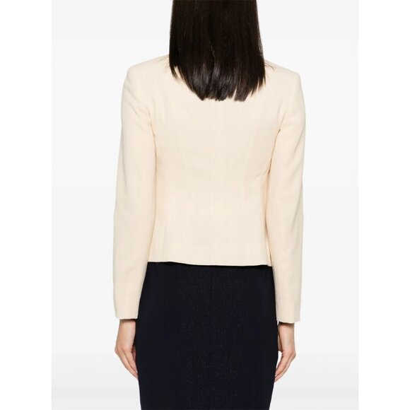 Christian Dior Vintage 2000's Shawl Lapel Fringe Blazer US 10 FR 42 Cream Wool - Picture 9 of 16